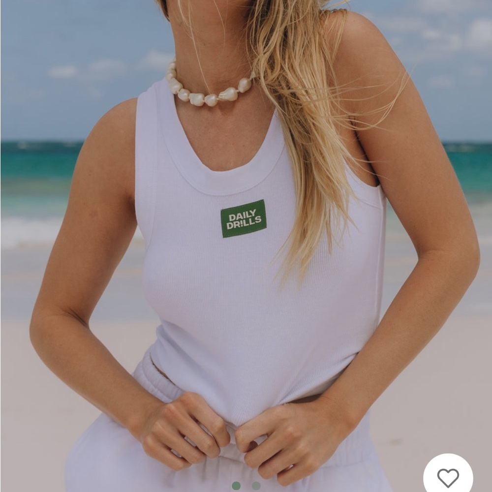 Daily Drills White Ribbed Logo Tank